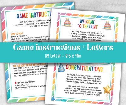 Kids Outdoor Birthday Scavenger Hunt for kids, Boy Girl Birthday, game for older kid, milestone birthday gift, tricky treasure hunt, 30 clue