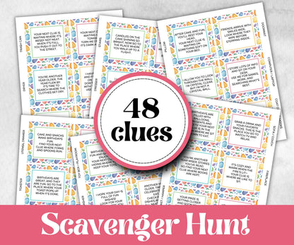 Birthday Scavenger Hunt for Teen Tweens, Boy Girl Birthday, Indoor game for older kid, milestone birthday gift, tricky treasure hunt, 48 Clu