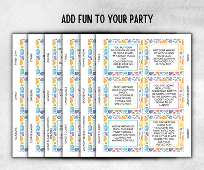 Birthday Scavenger Hunt for Teen Tweens, Boy Girl Birthday, Indoor game for older kid, milestone birthday gift, tricky treasure hunt, 48 Clu