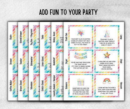 Birthday Indoor Scavenger Hunt for kids, Boy Girl Birthday, game for older kid, milestone birthday gift, tricky treasure hunt, 48 hunt Clues