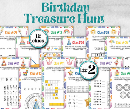 Birthday Indoor Treasure Hunt for kids, 12 hunt Clues, Boy Girl Birthday, game for older kid, milestone birthday gift, tricky treasure hunt