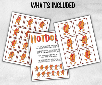 Hot Dog Scavenger Hunt for kids, Barbeque reunion, backyard hunt, National Hot Dog Day, Fast Food, July 4th, theme birthday, grilling month