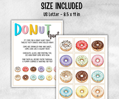 Donut Scavenger Hunt for kids, backyard hunt, Sweet and treats, themed birthday, tea party, spring yard games, garden party icebreaker ideas