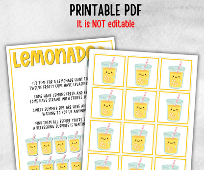 Lemonade Scavenger Hunt for kids, backyard hunt, Fruits themed shower, birthday, tea party, spring yard games, garden party icebreaker idea