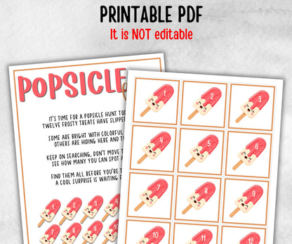 Popsicle Scavenger Hunt for kids, backyard hunt, Sweets and Treat themed birthday, tea party, spring yard game, garden party icebreaker idea
