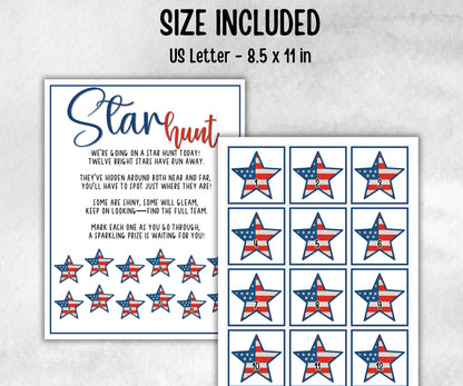 Independence Day Star Hunt for kids, Summer Barbeque reunion, backyard yard hunt, 4th of july, school patriotic game, Stars Stripes school