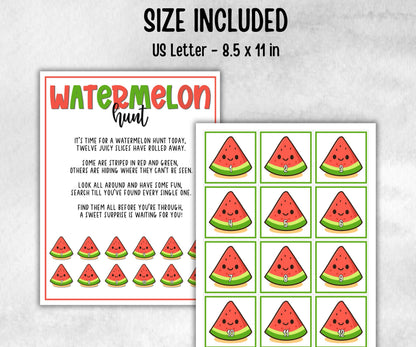 Watermelon Scavenger Hunt for kids, backyard hunt, Fruits themed shower, kids birthday, tea party, spring yard game, garden party icebreaker
