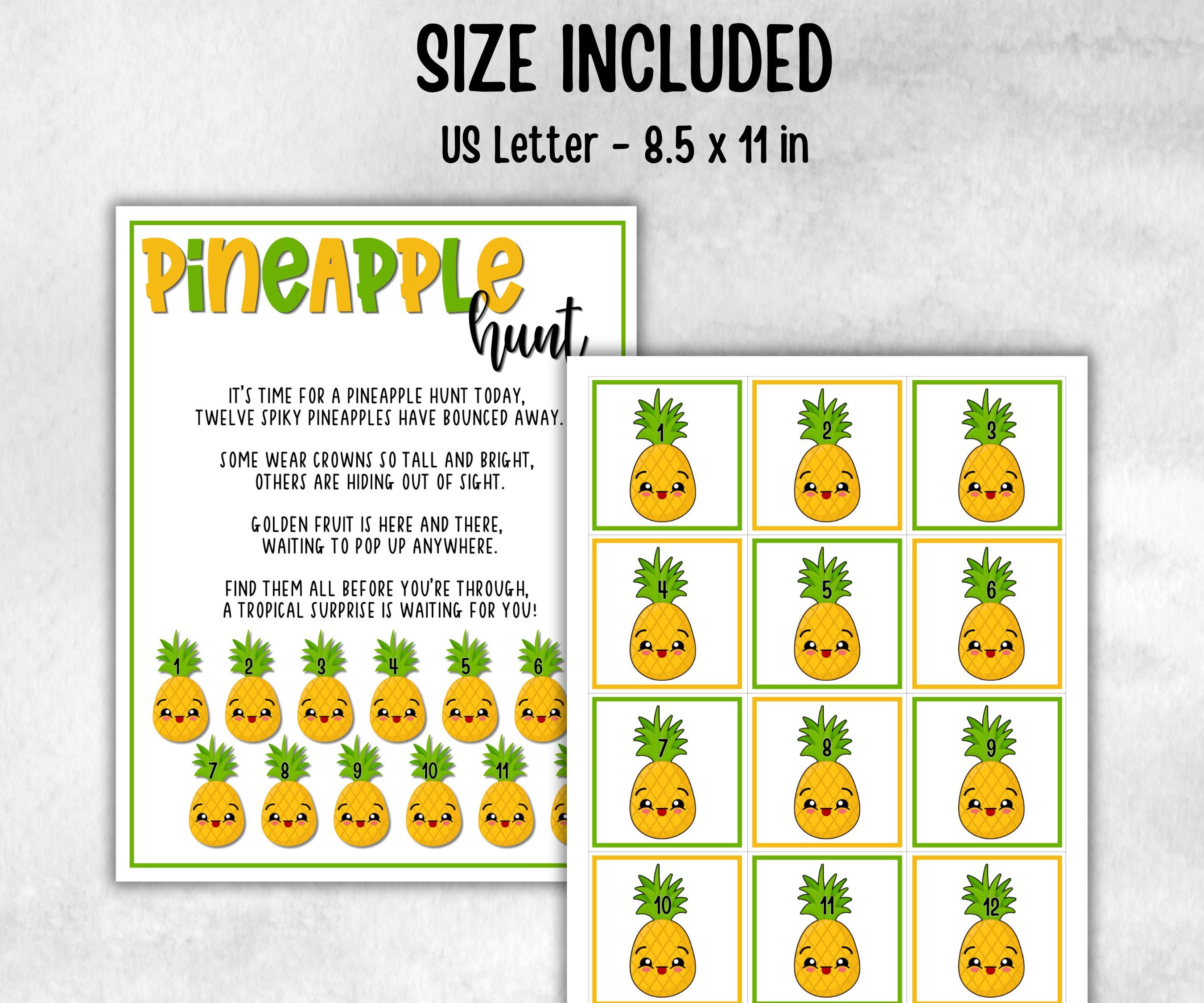 Pineapple Scavenger Hunt for Kids, Hawaiian Theme party, Tropical Beach game, Fruits themed kids birthday, party icebreaker idea, Luau party