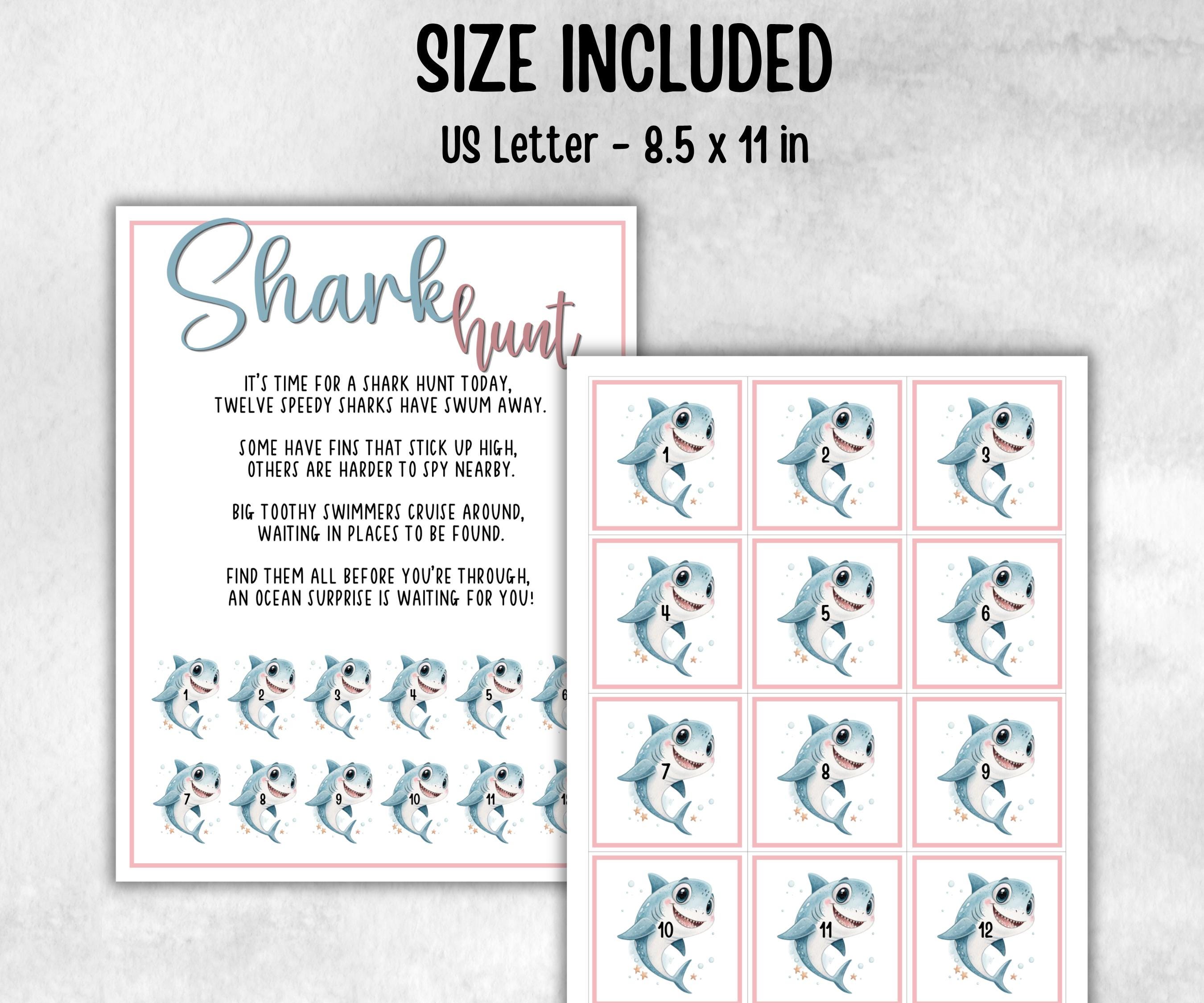 Shark Scavenger Hunt for kids, Ocean themed birthday, tea party, spring yard games, icebreaker idea, Beach Pool Party activity, Shark week