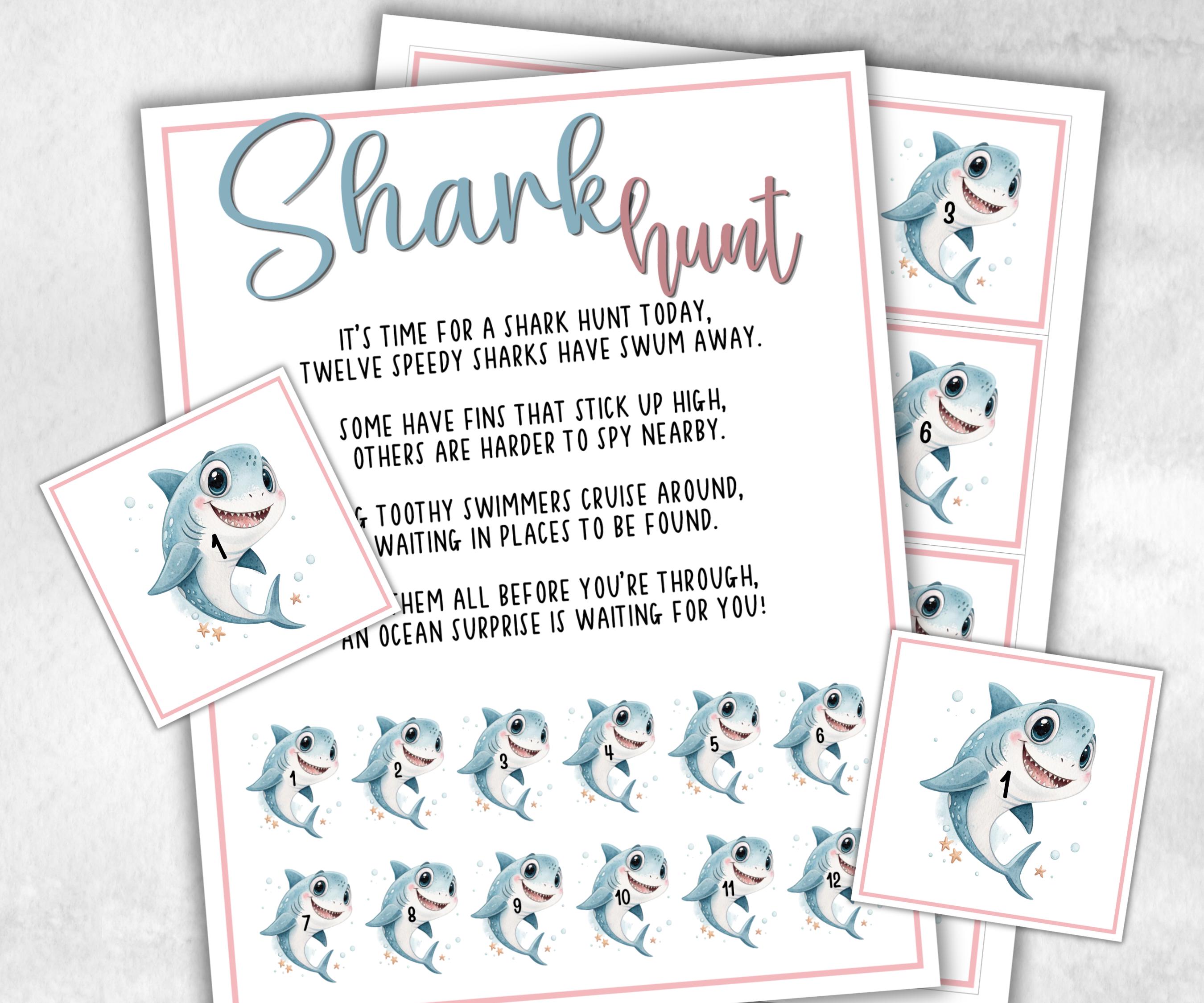 Shark Scavenger Hunt for kids, Ocean themed birthday, tea party, spring yard games, icebreaker idea, Beach Pool Party activity, Shark week