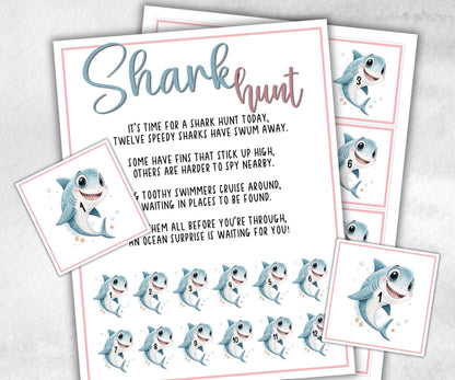 Shark Scavenger Hunt for kids, Ocean themed birthday, tea party, spring yard games, icebreaker idea, Beach Pool Party activity, Shark week