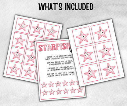 Starfish Scavenger Hunt for kids, Ocean themed birthday, tea party, spring yard games, icebreaker idea, Beach Pool Party activity, Water
