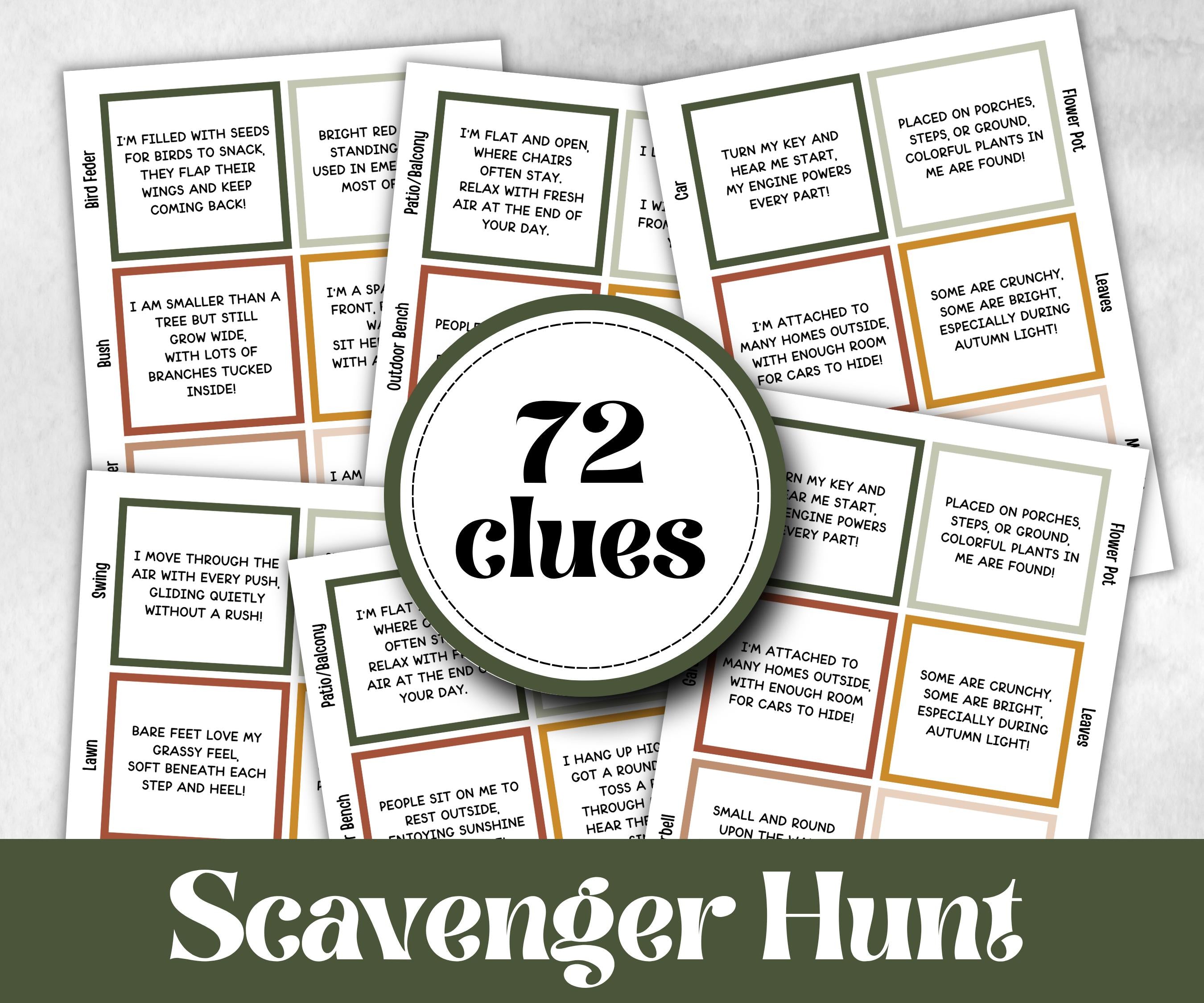 Adult Indoor Outdoor Scavenger Hunt for kids, Birthday game for older kid, milestone birthday gift, tricky treasure hunt, tricky hard riddle