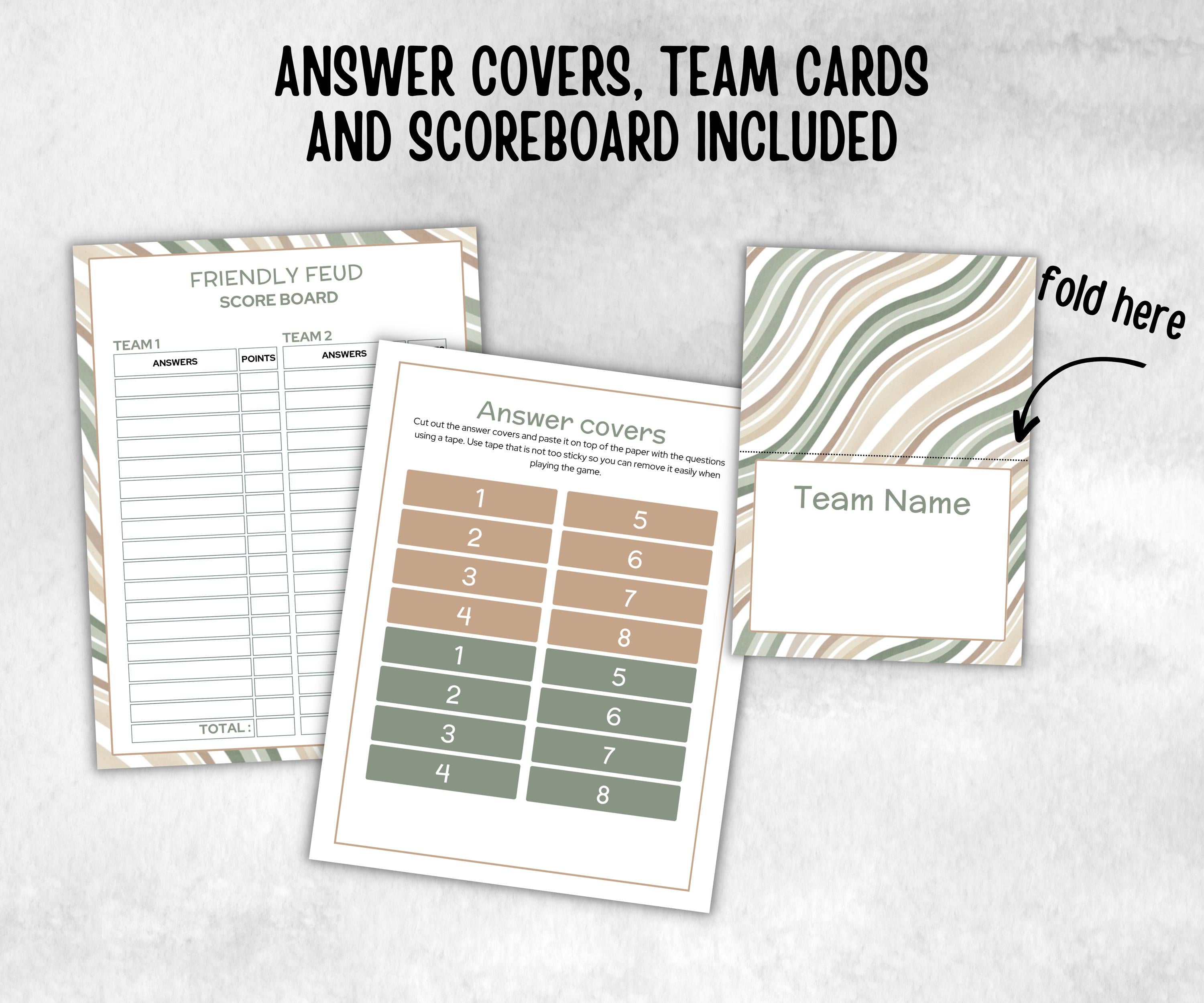 Green Baby Shower Friendly Feud, Funny Family game, Girl Boy Shower, expecting mom gift, minimalist mother to be quiz, team guess challenge