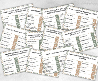 Green Baby Shower Friendly Feud, Funny Family game, Girl Boy Shower, expecting mom gift, minimalist mother to be quiz, team guess challenge