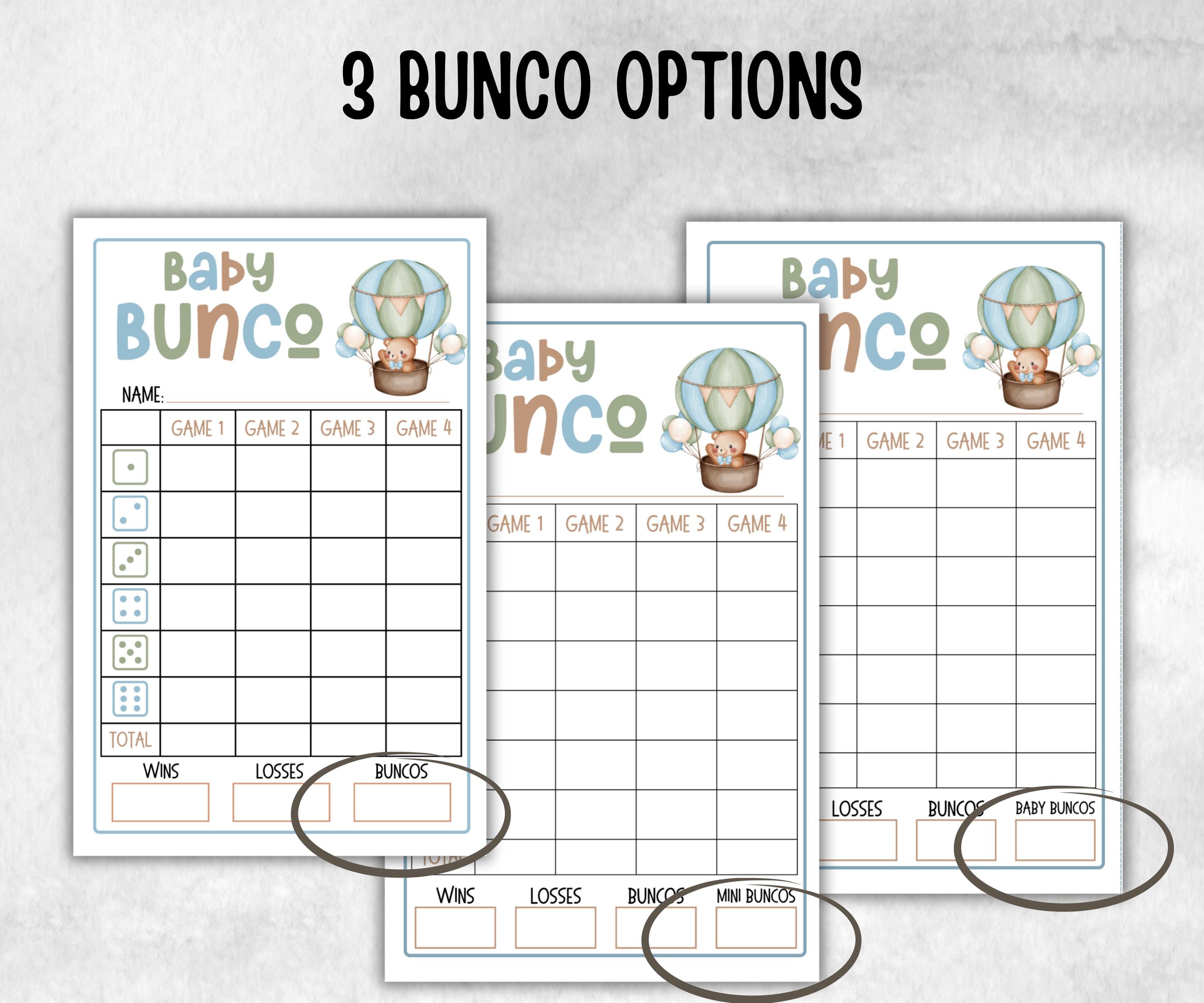 Green Baby Bear Bunco, funny Girl Boy dice, Score Sheet, Ghost player, Tally Sheets, minimalist mother to be quiz, team group challenge