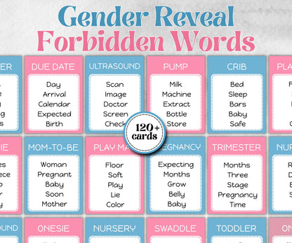 Gender Reveal Forbidden Word, Pastel Shower, don't say it, Coed printable Pregnancy Game, Girl Boy Funny Shower, expecting mom dad quiz gift