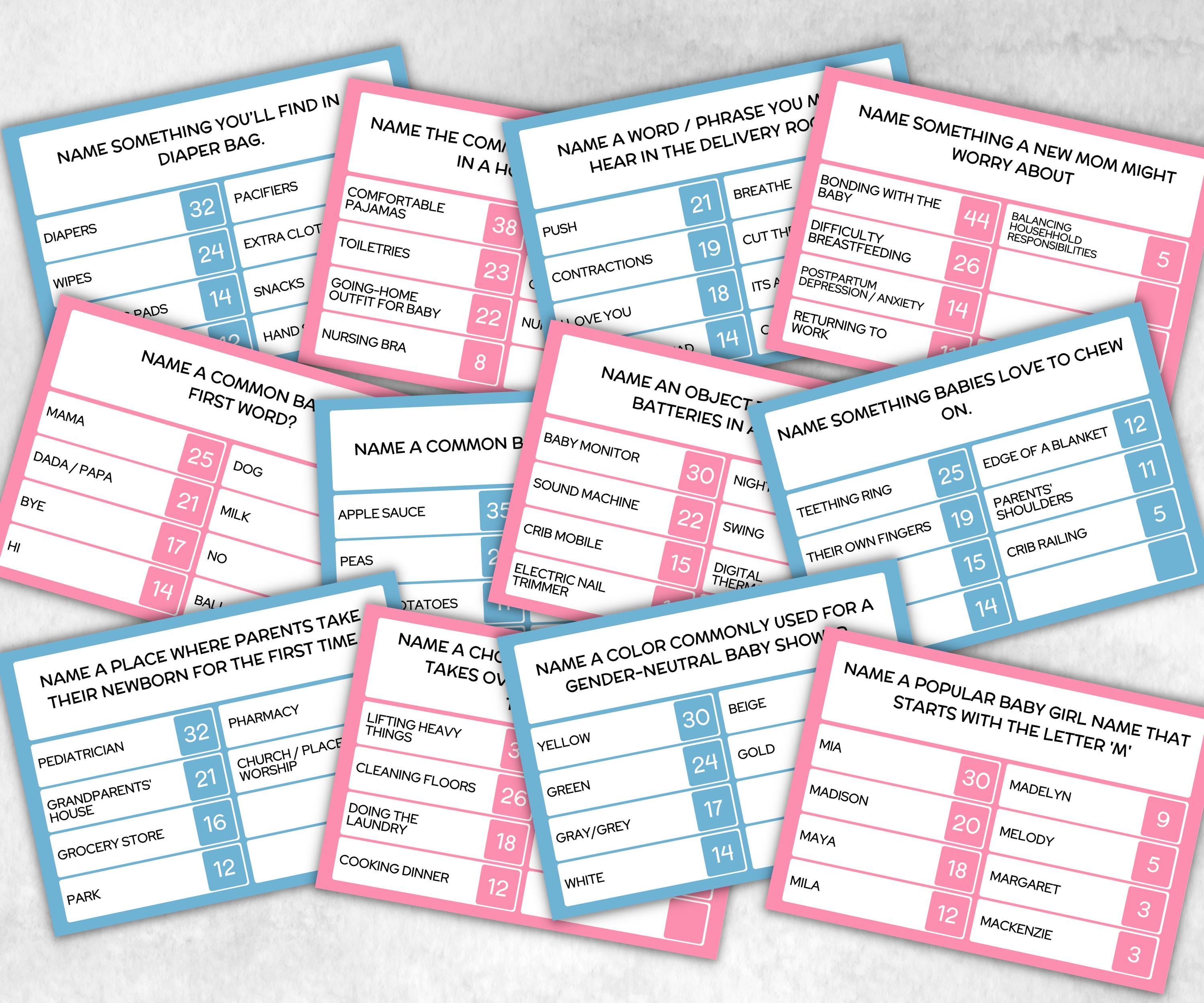 Gender Reveal Family Feud game, Pastel Shower party, Coed printable Pregnancy Game, Girl Boy Funny Shower, expecting mom dad gift, minimal