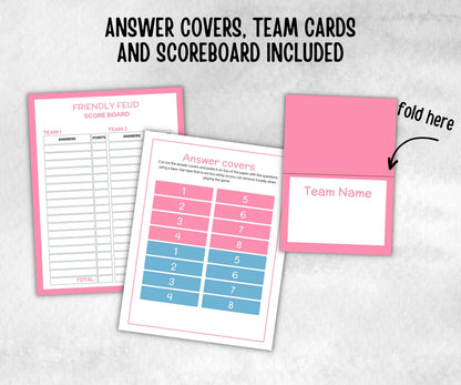 Gender Reveal Family Feud game, Pastel Shower party, Coed printable Pregnancy Game, Girl Boy Funny Shower, expecting mom dad gift, minimal
