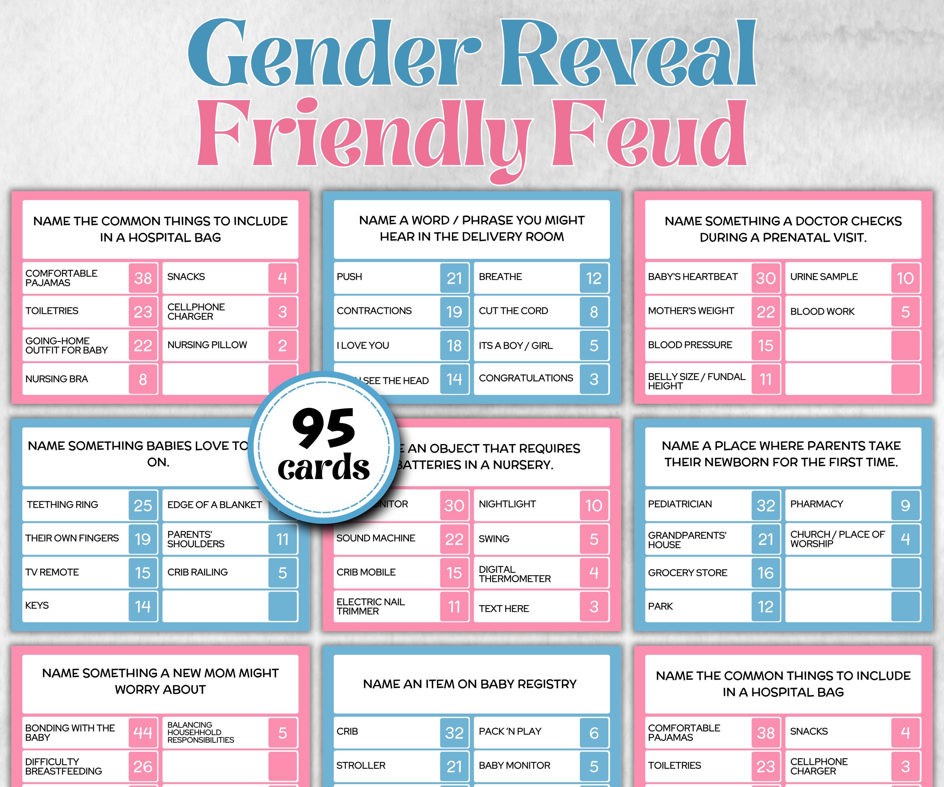 Gender Reveal Family Feud game, Pastel Shower party, Coed printable Pregnancy Game, Girl Boy Funny Shower, expecting mom dad gift, minimal
