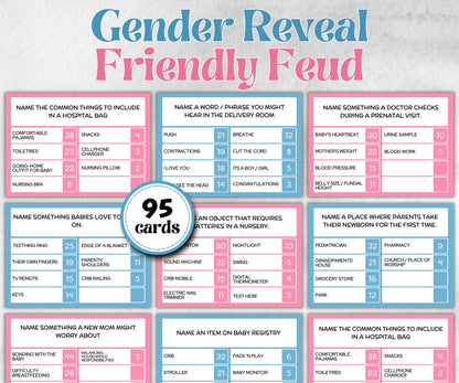 Gender Reveal Family Feud game, Pastel Shower party, Coed printable Pregnancy Game, Girl Boy Funny Shower, expecting mom dad gift, minimal