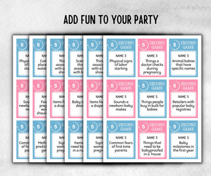 Gender Reveal 5 second game, Pastel Shower, Coed printable Pregnancy Game, Girl Boy Funny Shower, expecting mom dad quiz gift, five seconds