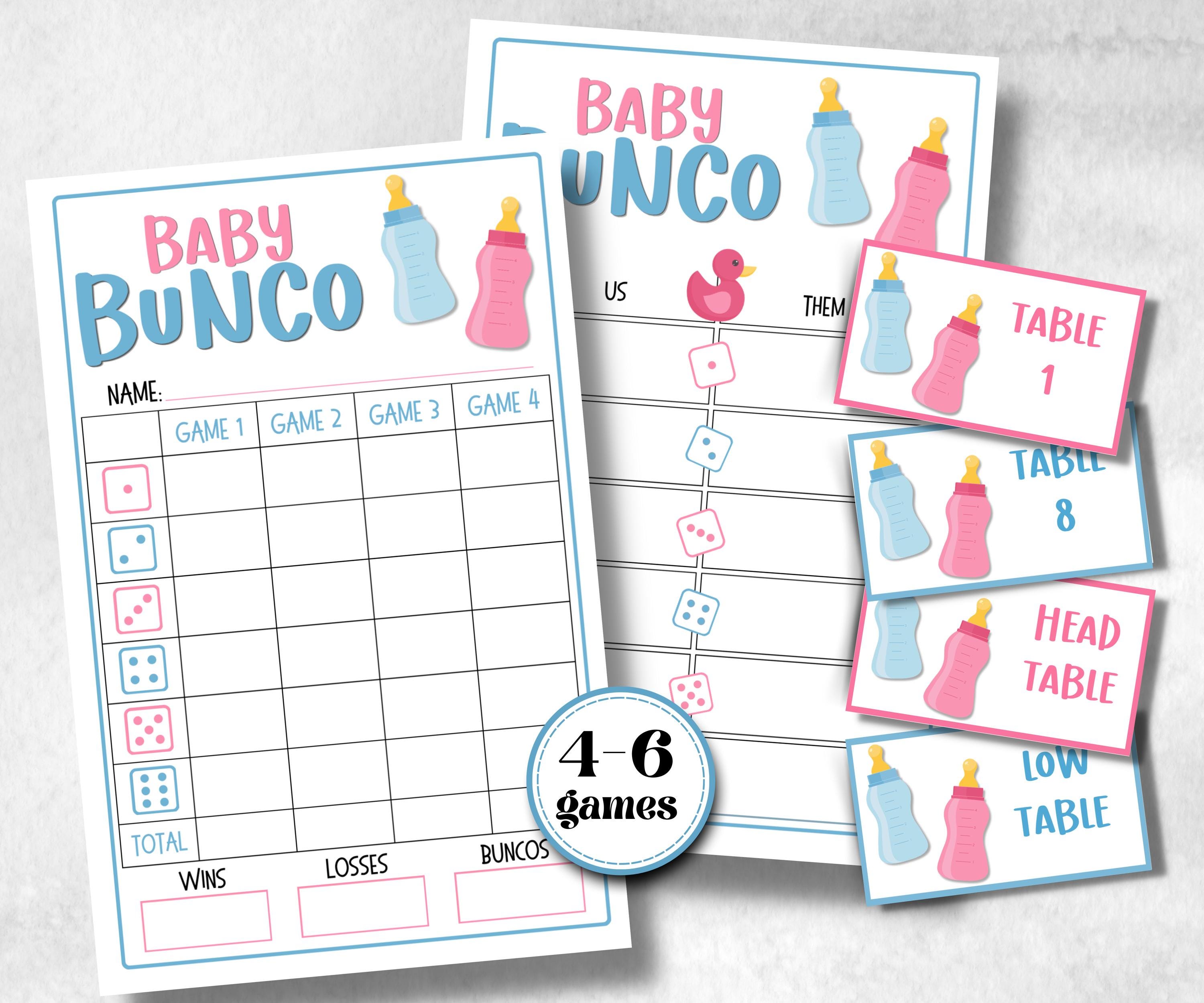 Gender Reveal Bunco, Pastel Shower, Coed printable Pregnancy Game, expecting mom dad quiz gift, tally sheets, ghost player, score sheets