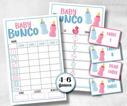 Gender Reveal Bunco, Pastel Shower, Coed printable Pregnancy Game, expecting mom dad quiz gift, tally sheets, ghost player, score sheets