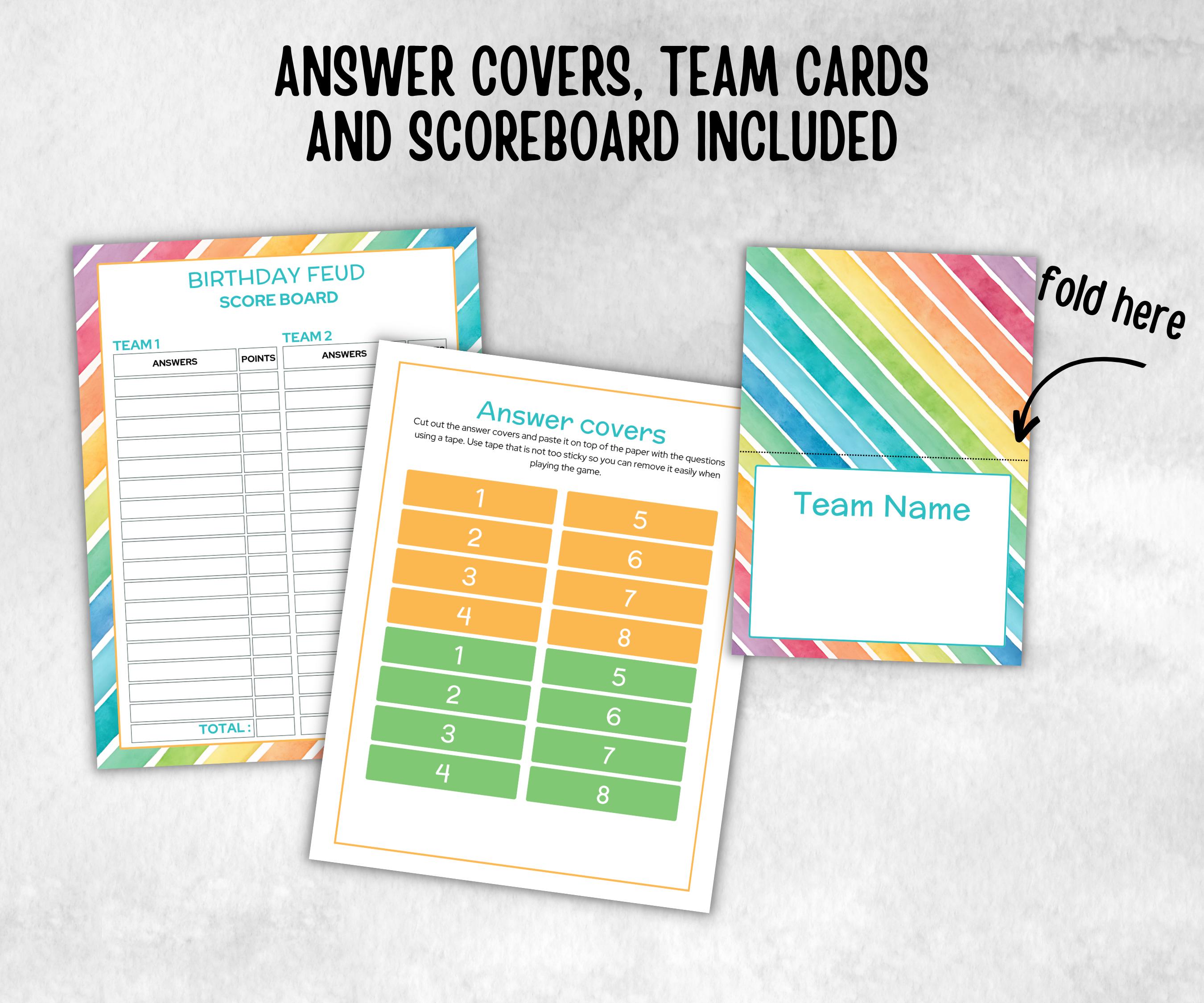 Birthday Friendly Feud, for kids and adults, Boy Girl Birthday, milestone birthday, funny party activity, teen tween icebreaker trivia, game