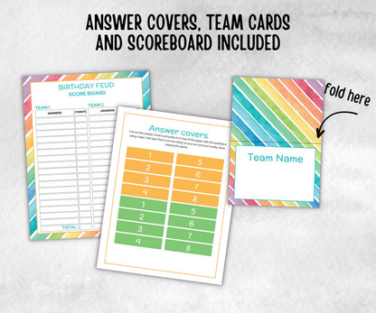 Birthday Friendly Feud, for kids and adults, Boy Girl Birthday, milestone birthday, funny party activity, teen tween icebreaker trivia, game
