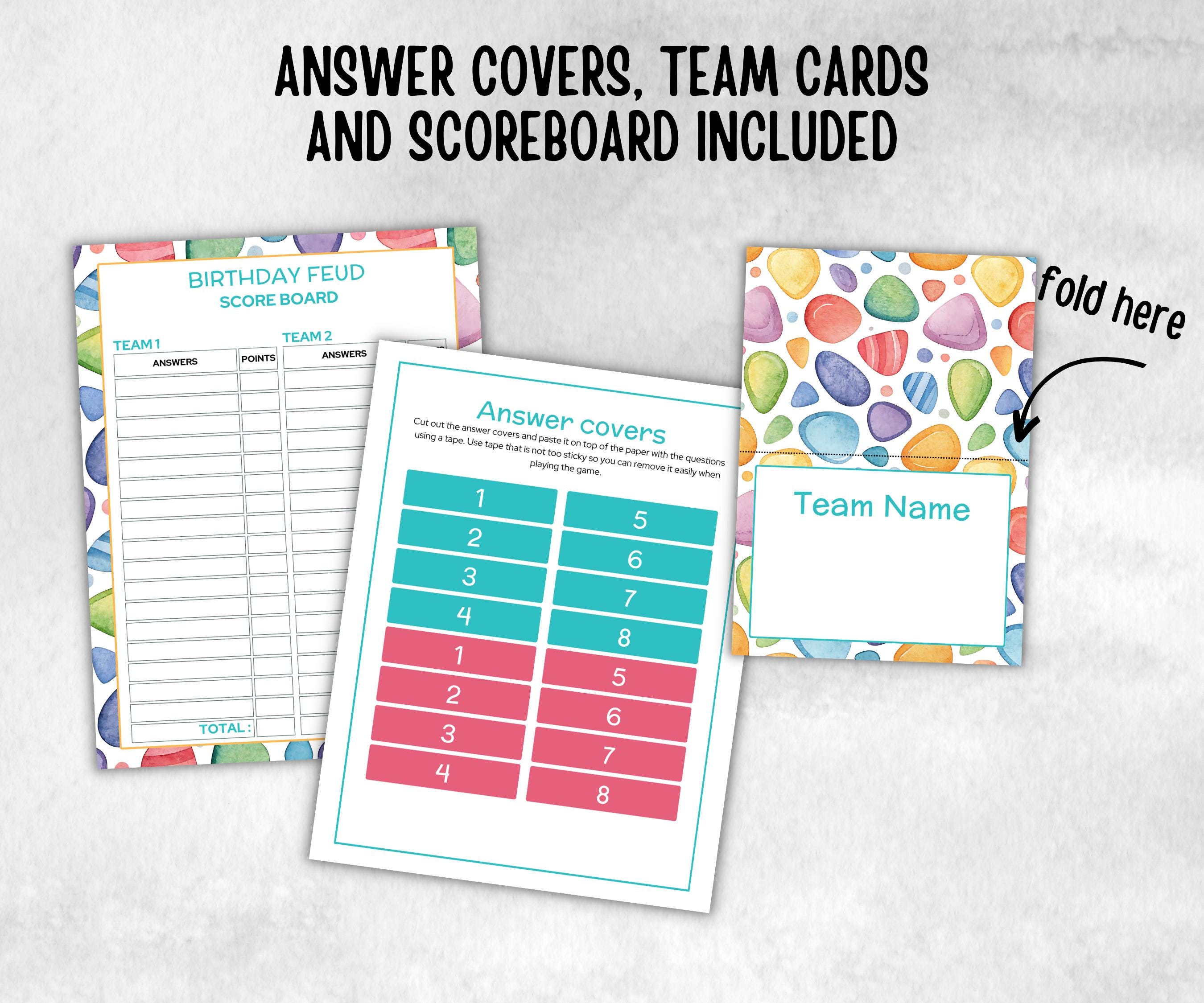 Birthday Friendly Feud Game, for kids and adults, Boy Girl Birthday, milestone birthday, funny party activity, teen tween icebreaker trivia