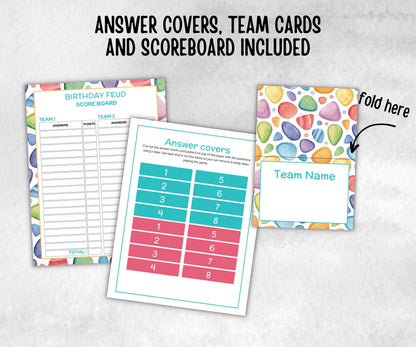 Birthday Friendly Feud Game, for kids and adults, Boy Girl Birthday, milestone birthday, funny party activity, teen tween icebreaker trivia