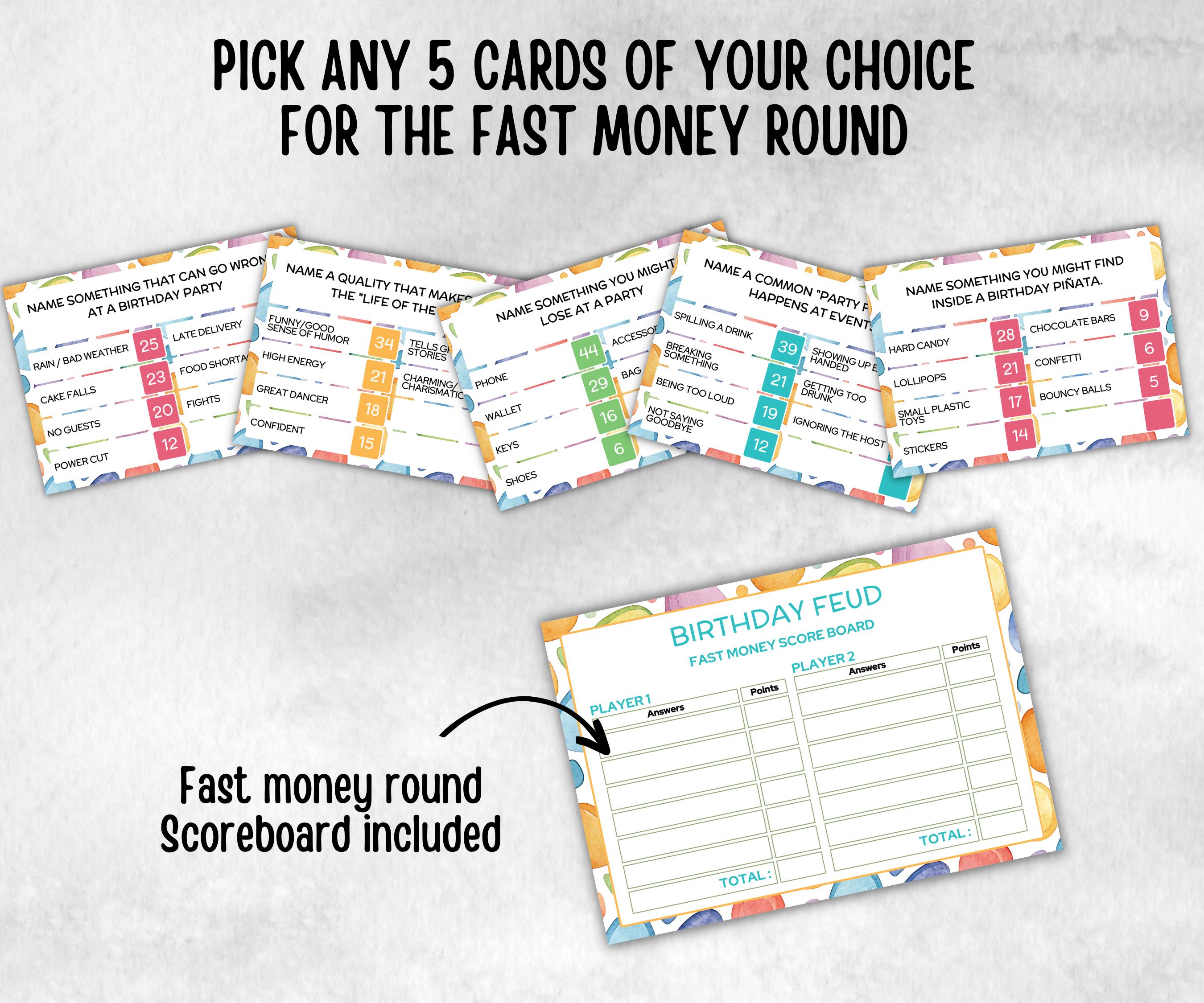 Birthday Friendly Feud Game, for kids and adults, Boy Girl Birthday, milestone birthday, funny party activity, teen tween icebreaker trivia