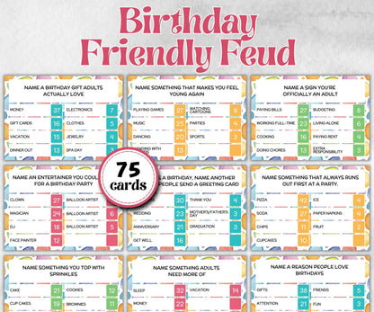 Birthday Friendly Feud Game, for kids and adults, Boy Girl Birthday, milestone birthday, funny party activity, teen tween icebreaker trivia