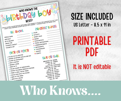 Who Knows The Birthday Boy Best, preteen at home game, Kids Party activity, large group activity, themed birthday, All about me birthday fun