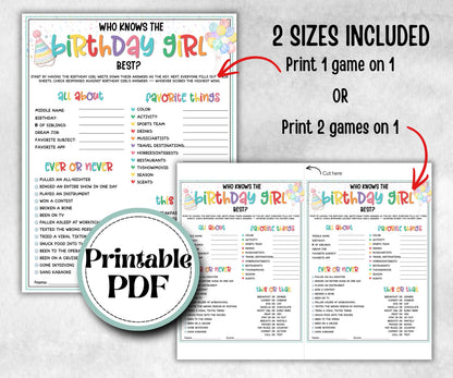Who Knows The Birthday Girl Best, preteen at home game, Kids Party activity, large group party, themed birthday, All about me birthday fun