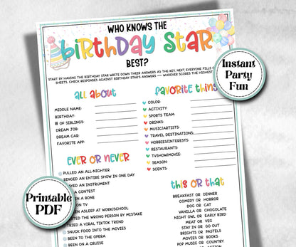 Who Knows The Birthday Star Best, Gender Neutral, LGBTQ game, drag queen birthday, pride, all about me birthday, boy girl party, group game