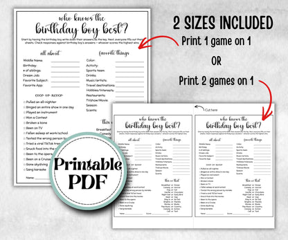 Who Knows The Birthday Boy Best game, preteen home game, Kids Party activity, large group activity, themed birthday, All about me birthday