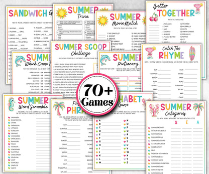 Summer Games Bundle, Family Game Night, Ice breaker, beach party, breakfast, Road Trips, pool party BBQ, Would you rather, kids teens tweens