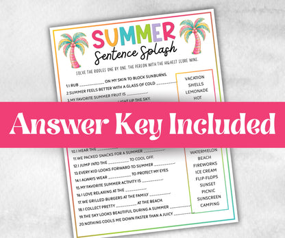 Summer Games Bundle, Family Game Night, Ice breaker, beach party, breakfast, Road Trips, pool party BBQ, Would you rather, kids teens tweens