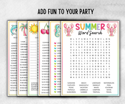 Summer Games Bundle, Family Game Night, Ice breaker, beach party, breakfast, Road Trips, pool party BBQ, Would you rather, kids teens tweens