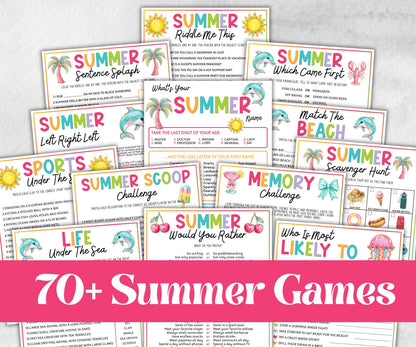 Summer Games Bundle, Family Game Night, Ice breaker, beach party, breakfast, Road Trips, pool party BBQ, Would you rather, kids teens tweens