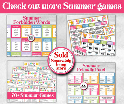 Summer 5 seconds game, Family Game Night, Ice breaker, beach party, breakfast, Road Trips, sunday school, pool party BBQ, five seconds quiz
