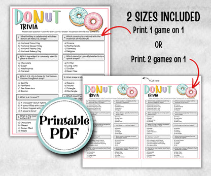 Donut Trivia, Sweet and treats, printable spring yard puzzle, garden tea party, Doughnut Bar, office event, pancake, Brunch Party Ideas