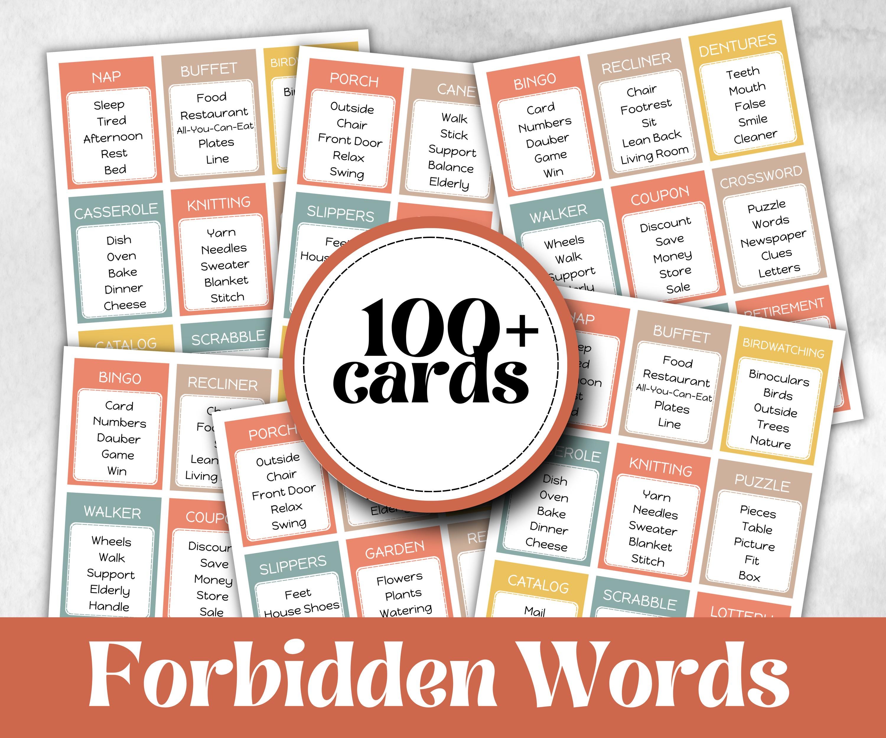 Senior Living Forbidden words, Birthday game for senior citizens, milestone, senior party game night, black grandma grandpa, assisted living