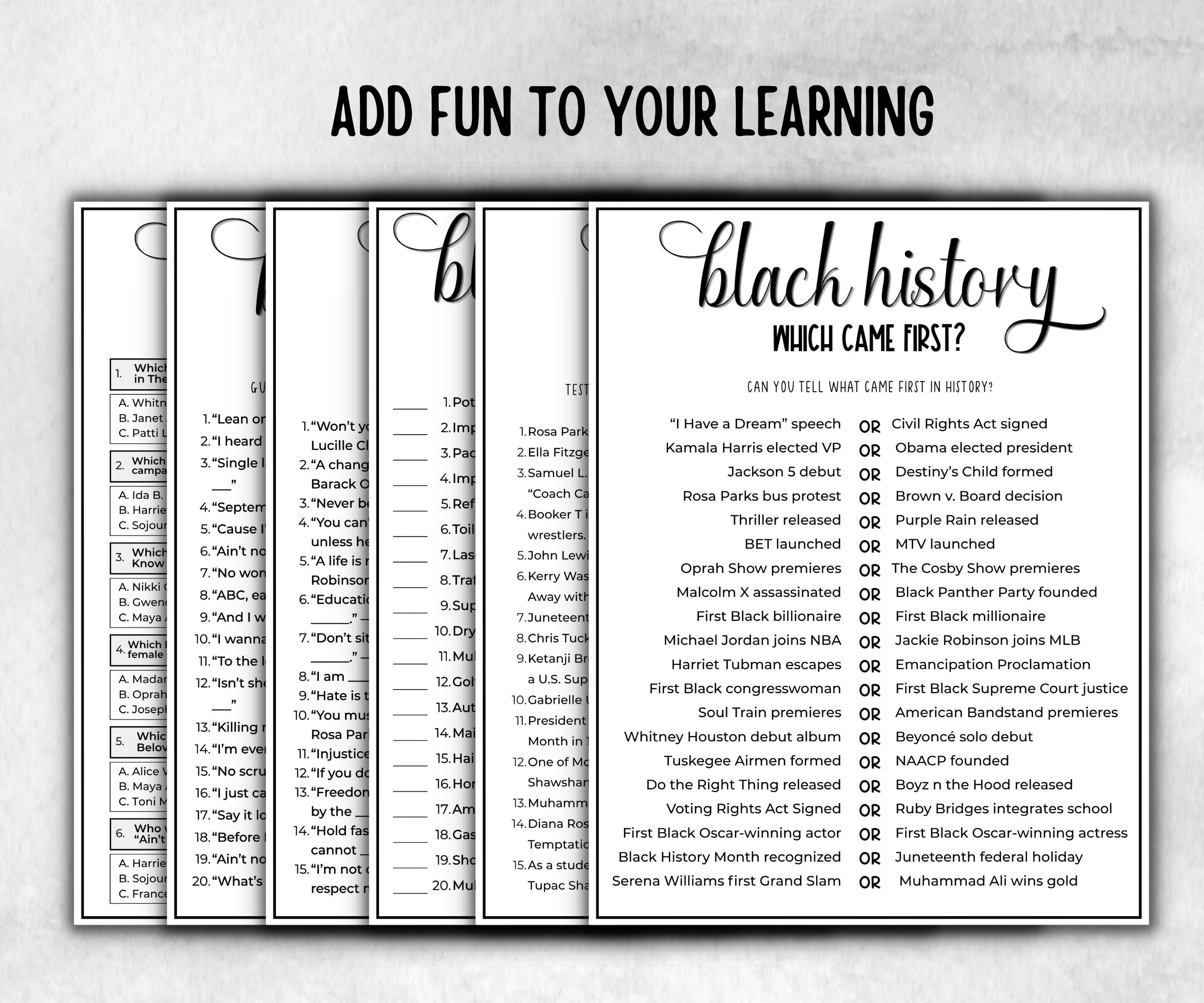 Black history Games Bundle, iconic tv shows quiz, family game night, office team building, african american, black independence, heritage