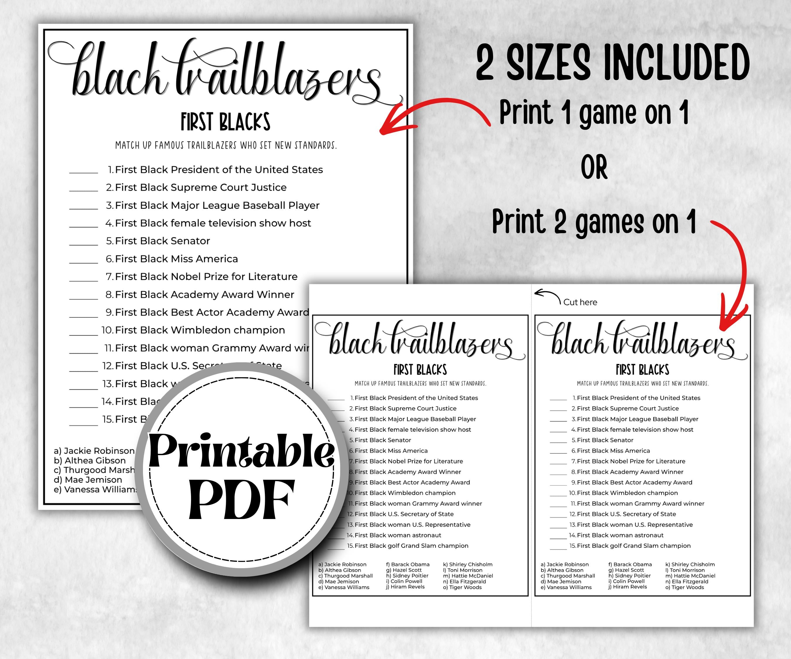 Black Party Game Bundle, African American Trailblazers, Black Culture, adults teens kids, Black Pop Culture, Music lyrics, Movies TV trivia