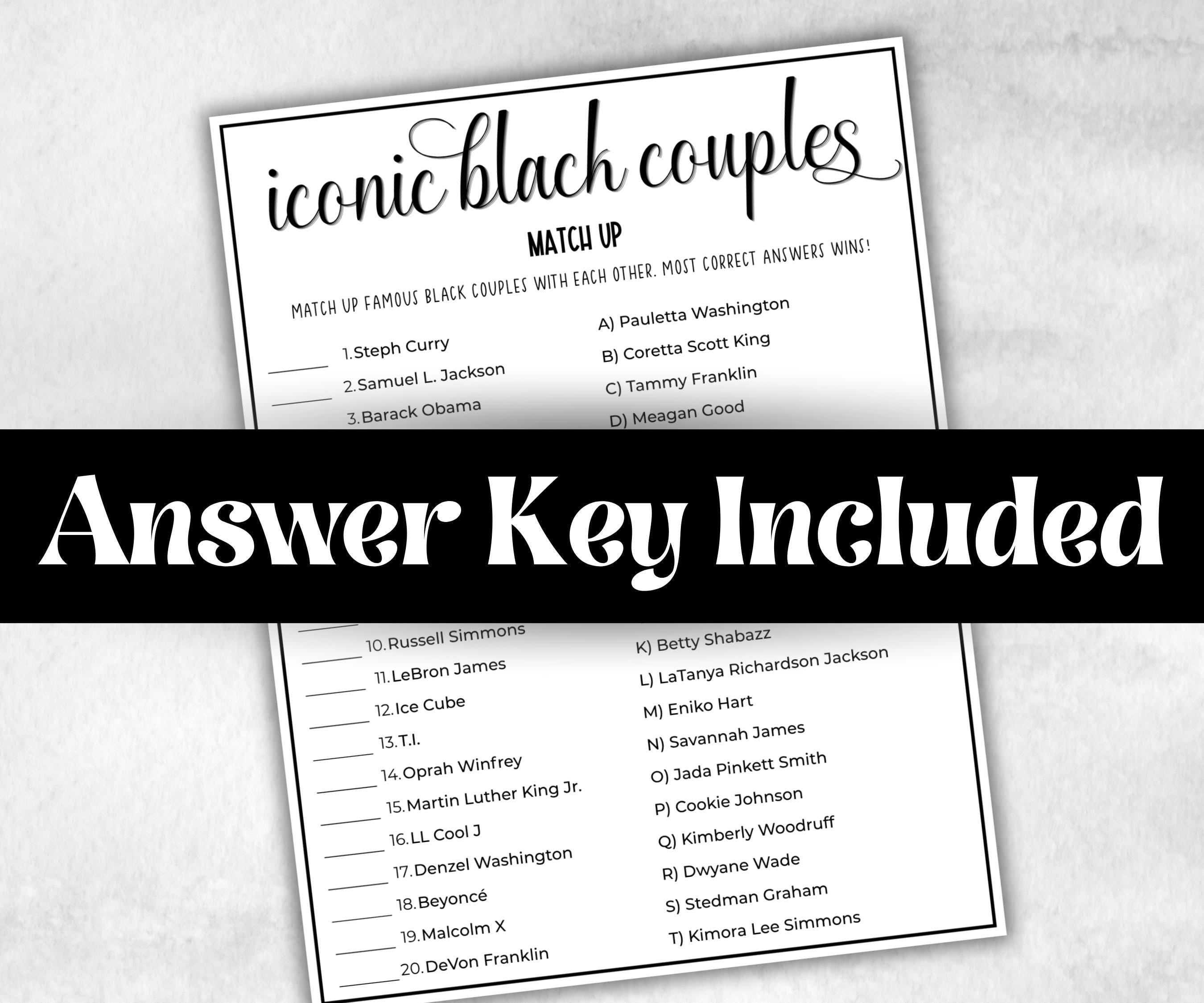 Iconic Black Couples Trivia, African American, Black Culture baby shower, Mommy to be, icebreaker activity, baby sprinkle, family game night