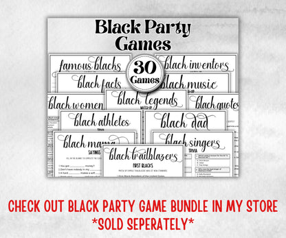 Black Fact or Fiction, African American, Black Culture riddles, True or False, icebreaker activity, community bbq picnic, classroom learning