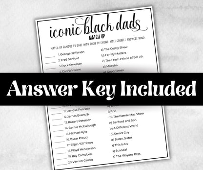 Iconic Black Dads Trivia, African American, Black Culture baby shower, Daddy to be, baby sprinkle, fathers day games, black daddy match up